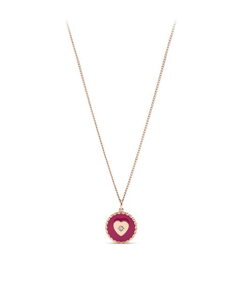 Fossil Pink Heart Joia Colar Mulher JOF00684791