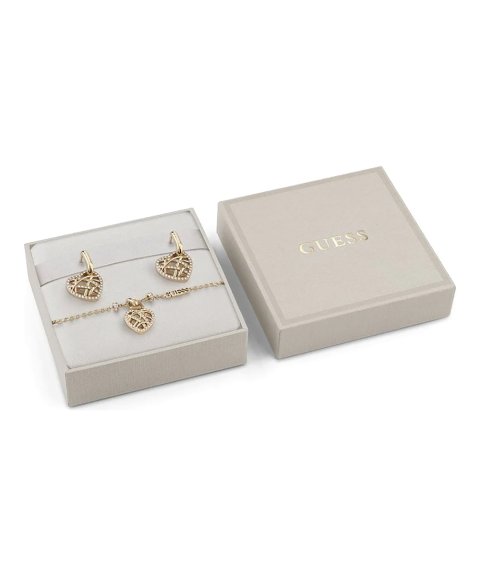 Guess Heart Cage Joia Pulseira Brincos Set Mulher JUBS03190JWYGS Guess Heart Cage Joia Pulseira Brincos Set Mulher JUBS03190JWYGS