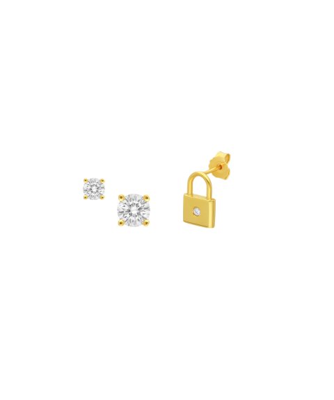 Lísia Love Lock Joia Brincos Set Mulher LIS458PKBR3A