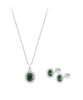 Lotus Silver Colors Joia Colar Brincos Set Mulher LP3459VSET