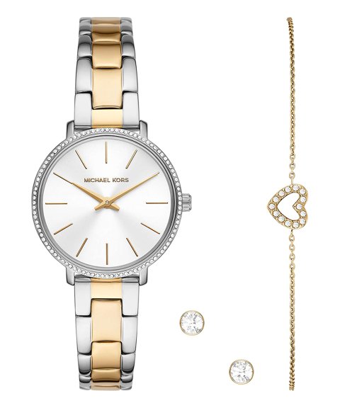 Michael Kors Pyper Gift Set Relógio Pulseira Brincos Set MK1041 Michael Kors Pyper Gift Set Relógio Pulseira Brincos Set MK1041