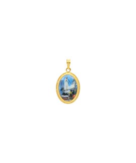 DonaZinda Nossa Senhora do Rosário de Fátima Jewel Necklace Pendant Medalha 19.2K Gold Ladies OBE10838