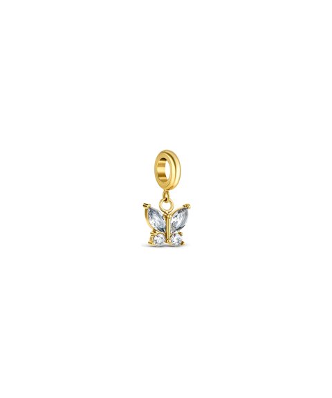 One Life Butterfly Crystal Gold Joia Charm Mulher OJEBC810