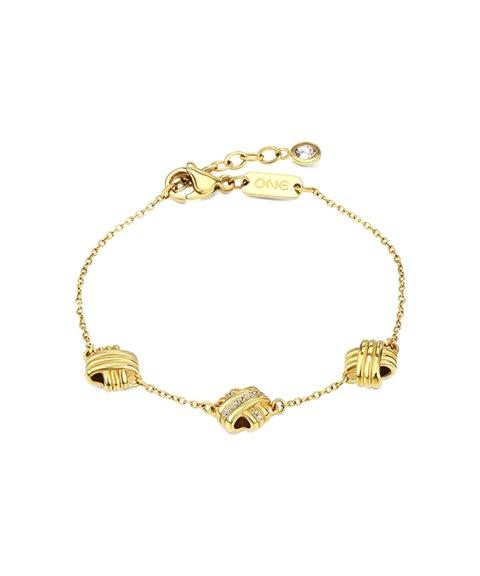 One Senhora Knot Triple Crystal Gold Joia Pulseira Mulher OJKBE03G