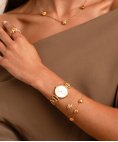 One Senhora Knot Triple Crystal Gold Joia Pulseira Mulher OJKBE03G