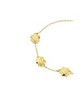 One Senhora Knot Triple Crystal Gold Joia Pulseira Mulher OJKBE03G