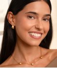 One Senhora Knot Triple Crystal Gold Joia Colar Mulher OJKNN01G
