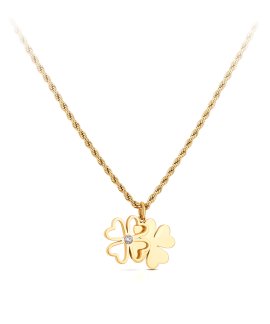 One Lucky Flower Crystal Gold Joia Colar Mulher OJLFN06G