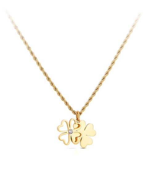 One Lucky Flower Crystal Gold Joia Colar Mulher OJLFN06G