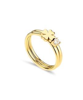 One Lucky Flower Crystal Gold Joia Anel Mulher OJLFR06G