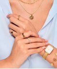 One Lucky Flower Crystal Gold Joia Anel Mulher OJLFR06G