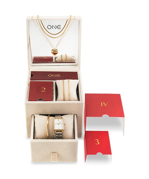 One Calendário do Advento Relógio Colar Pulseira Brincos Bangle Set Mulher OJSETGJ01B