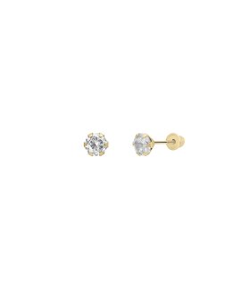 Pereirinha Solitário 5mm Joia Brincos Ouro 19.2K PEO192BR1060