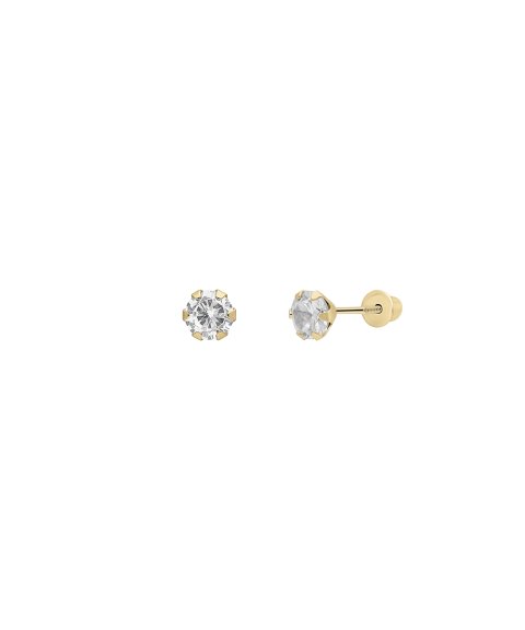 Pereirinha Solitário 5mm Joia Brincos Ouro 19.2K PEO192BR1060
