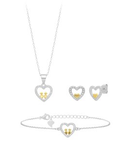 Pereirinha Conjunto Coração de Mãe - Dois Meninos Joia Colar Pulseira Brincos Set Mulher PER183CJ001OOBI