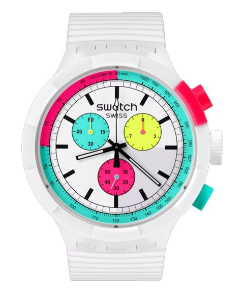 Swatch The Purity of Neon Relógio Cronógrafo SB06W100