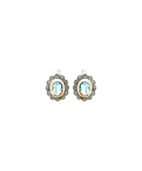 Portugal Jewels Azul Marcassites Joia Brincos Mulher SEMC00278B