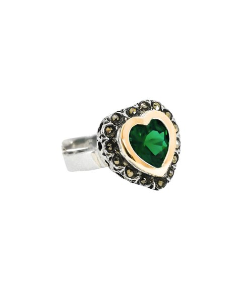 Portugal Jewels Vintage Verde Marcassites Joia Anel Mulher SRMC00264G