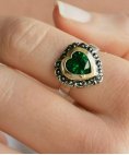 Portugal Jewels Vintage Verde Marcassites Joia Anel Mulher SRMC00264G