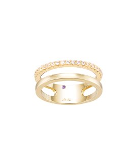 Unike Jewellery Mia Rose Double Gold Joia Anel Mulher UK.AN.1204.0380