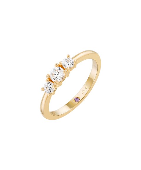 Unike Jewellery Mia Rose 3 Stones Gold Joia Anel Mulher UK.AN.1204.0487