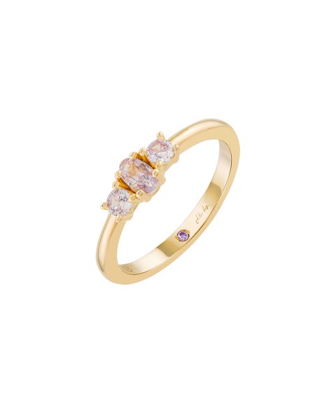 Unike Jewellery Mia Rose 3 Stones Lavender Gold Joia Anel Mulher UK.AN.1204.0493