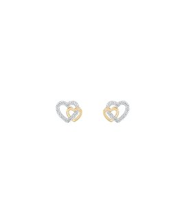Unike Jewellery Classy Two Hearts Gold Joia Brincos Mulher UK.BR.1204.0150