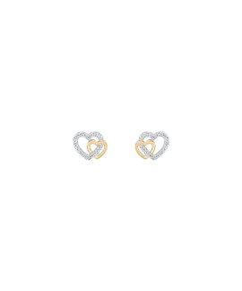 Unike Jewellery Classy Two Hearts Gold Joia Brincos Mulher UK.BR.1204.0150