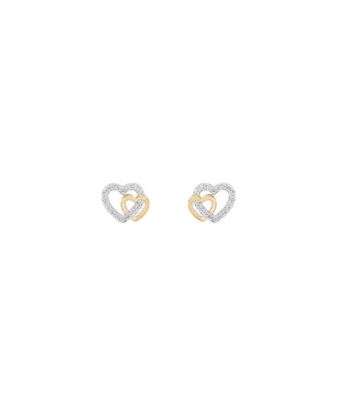 Unike Jewellery Classy Two Hearts Gold Joia Brincos Mulher UK.BR.1204.0150