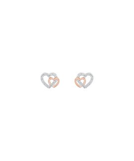 Unike Jewellery Classy Two Hearts Rose Gold Joia Brincos Mulher UK.BR.1204.0151