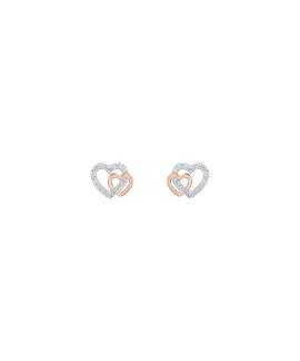 Unike Jewellery Classy Two Hearts Rose Gold Joia Brincos Mulher UK.BR.1204.0151