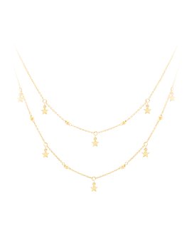 Unike Jewellery Winter Double Gold Stars Joia Colar Mulher UK.CL.0117.0177
