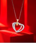 Unike Jewellery Christmas Edition Double Heart Joia Colar Mulher UK.CL.1204.0320