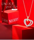 Unike Jewellery Christmas Edition Double Heart Joia Colar Mulher UK.CL.1204.0320