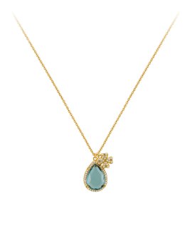 Unike Jewellery Fun Clover and Blue Stone Joia Colar Mulher UK.CL.1205.0093