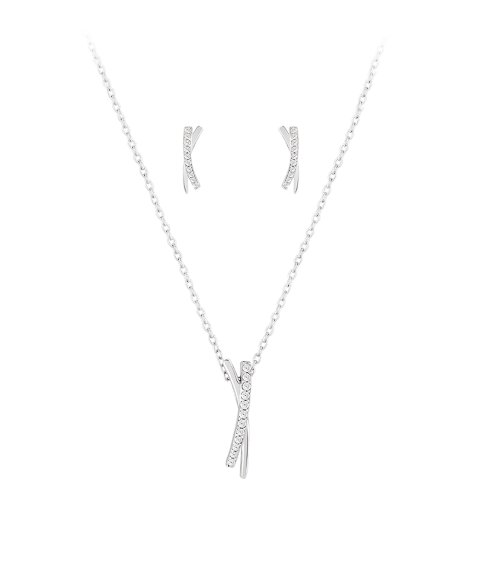 Unike Jewellery Classy Cross Design Joia Colar Brincos Set Mulher UK.PK.1204.0004