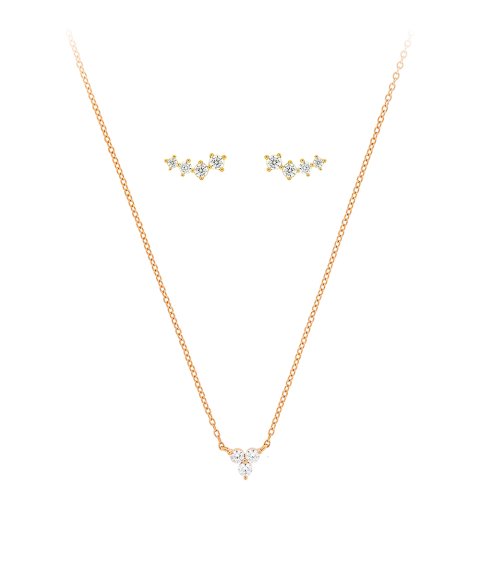Unike Jewellery Multiple CZ Yellow Golden Joia Colar Brincos Set Mulher UK.PK.1204.0020