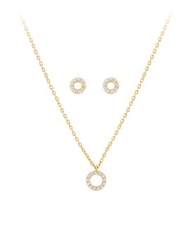 Unike Jewellery Classy Circle Golden Joia Colar Brincos Set Mulher UK.PK.1204.0022