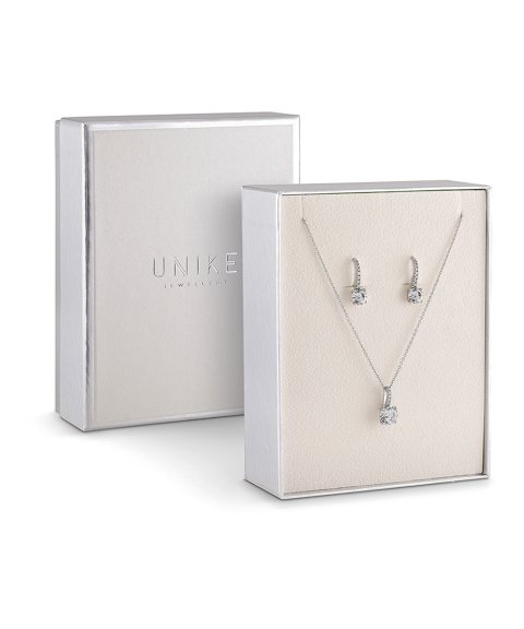 Unike Jewellery Classy Solitaire Shiny Joia Colar Brincos Set Mulher UK.PK.1206.0001