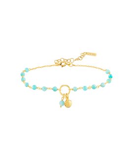 Unike Jewellery Fun Beads Blue Shell Gold Joia Pulseira Mulher UK.PU.0117.0136