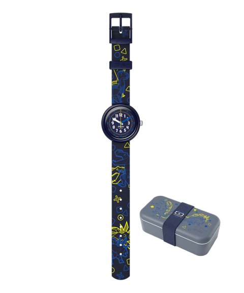 Flik-Flak Dino Diner Relógio Set Lancheira Oferta de Lancheira Monbento Menino ZFPNP176