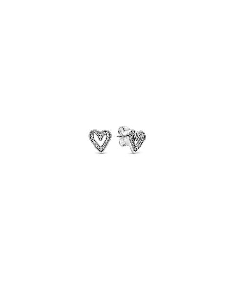 Pandora Sparkling Freehand Heart Joia Brincos Mulher 298685C01 - Pereirinha