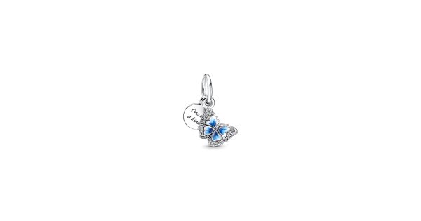 Pandora Blue Butterfly and Quote Joia Conta Pendente Pulseira Mulher ...